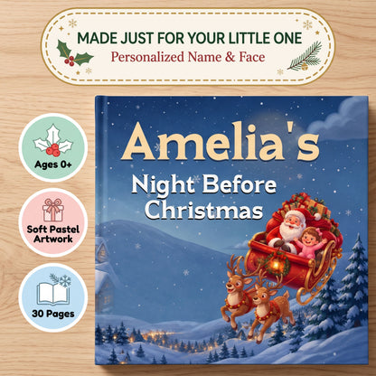 Personalized Christmas Eve Book for Kids, Custom Storybook with Name