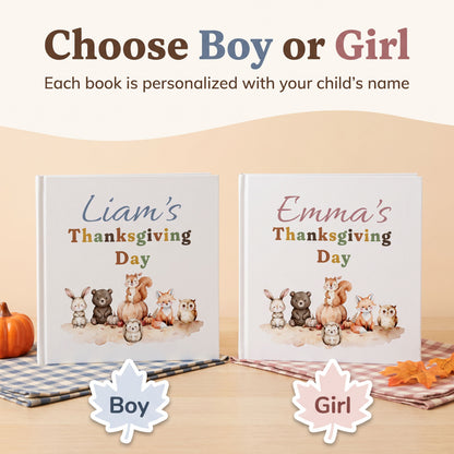 Personalized Fall Storybook for Toddler, Custom Name Thanksgiving Book
