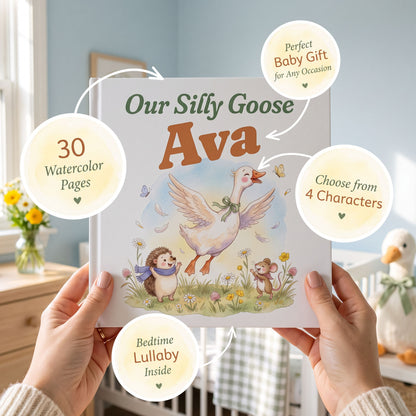 Personalized Birthday Book, Custom Baby Name Storybook, Silly Goose Birthday Keepsake