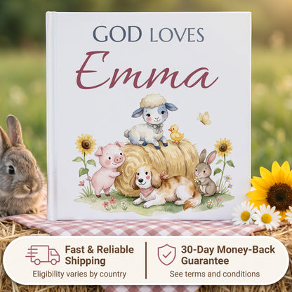 Custom Christian Baby Book with Name, God Loves You Bible Storybook