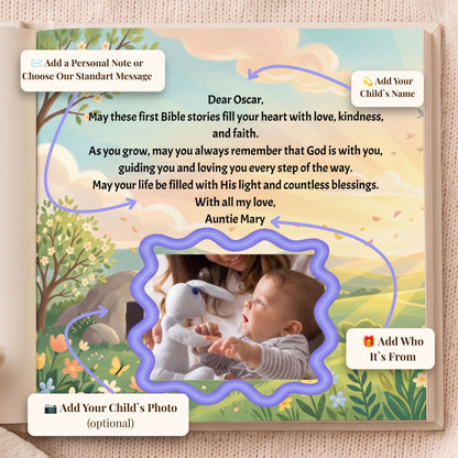 Personalized First Bible Stories Book with Name, Christian Baby Book