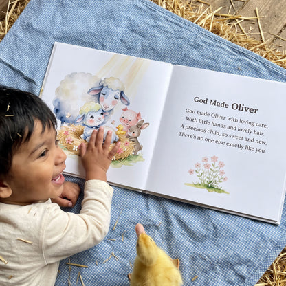 Custom Christian Baby Book with Name, God Loves You Bible Storybook