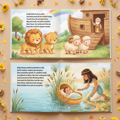 Personalized First Bible Stories Book with Name, Christian Baby Book