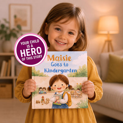Personalized Back to Kindergarten Book, Custom Name Back to School Story