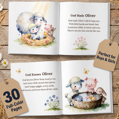 Custom Christian Baby Book with Name, God Loves You Bible Storybook