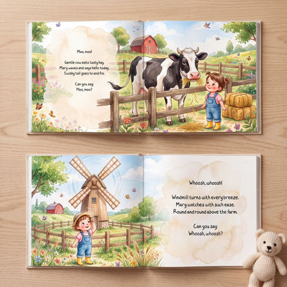 Personalized Farm Adventure Book, Custom Name Story, Toddler Birthday Gift (Hardcover)