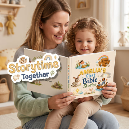 Personalized First Bible Stories Book with Name, Christian Baby Book