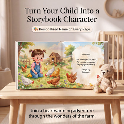 Personalized Farm Adventure Book, Custom Name Story, Toddler Birthday Gift (Hardcover)