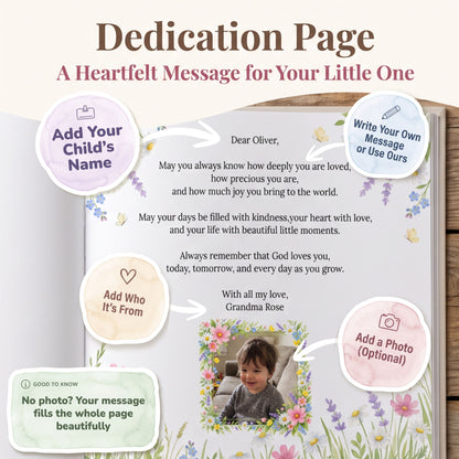 Custom Christian Baby Book with Name, God Loves You Bible Storybook