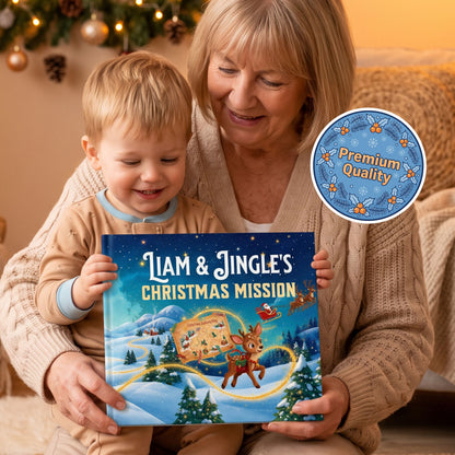Baby First Christmas Personalized Book, Custom Name Christmas Adventure