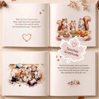 Personalized Fall Storybook for Toddler, Custom Name Thanksgiving Book