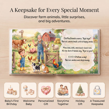 Personalized Farm Adventure Book, Custom Name Story, Toddler Birthday Gift (Hardcover)
