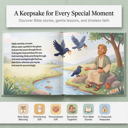 Personalized First Bible Stories Book with Name, Christian Baby Book
