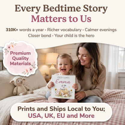 Custom Christian Baby Book with Name, God Loves You Bible Storybook