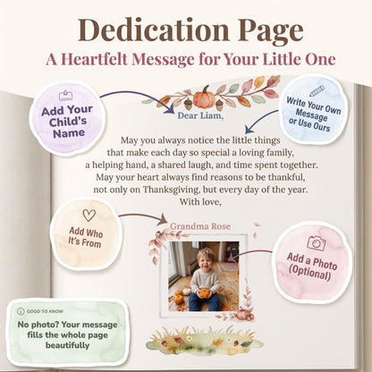 Personalized Fall Storybook for Toddler, Custom Name Thanksgiving Book
