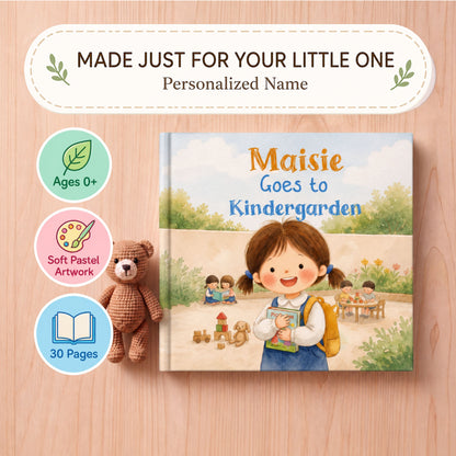 Personalized First Day of Kindergarten Book, Custom Name Story Gift