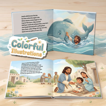 Personalized First Bible Stories Book with Name, Christian Baby Book