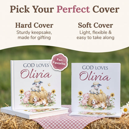 Custom Christian Baby Book with Name, God Loves You Bible Storybook