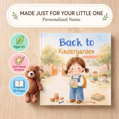 Personalized Back to Kindergarten Book, Custom Name Back to School Story