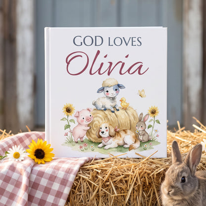Custom Christian Baby Book with Name, God Loves You Bible Storybook