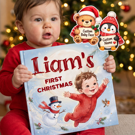 Personalized First Christmas Keepsake Book, Christmas Gift for Grandchild