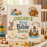 Personalized First Bible Stories Book with Name, Christian Baby Book