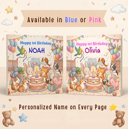 Personalized First Birthday Book, Custom Baby Animal Story