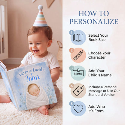 You’re So Loved Custom Name Book, Newborn Book, First Year Keepsake Gift