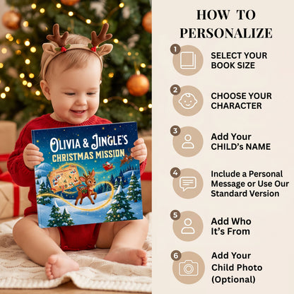 Baby First Christmas Personalized Book, Custom Name Christmas Adventure