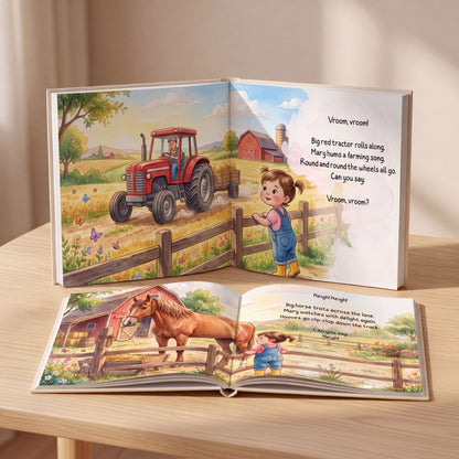Personalized Farm Adventure Book, Custom Name Story, Toddler Birthday Gift (Hardcover)