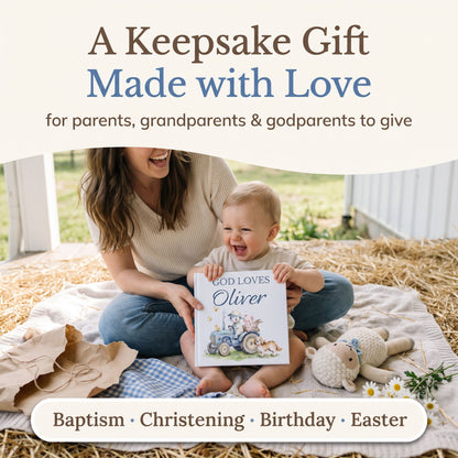 Custom Christian Baby Book with Name, God Loves You Bible Storybook