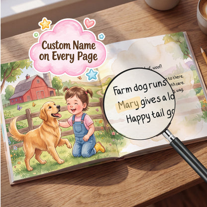 Personalized Farm Adventure Book, Custom Name Story, Toddler Birthday Gift (Hardcover)