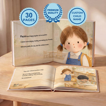 Personalized Back to Kindergarten Book, Custom Name Back to School Story