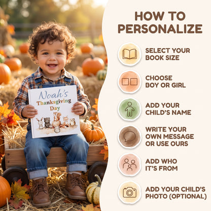 Personalized Fall Storybook for Toddler, Custom Name Thanksgiving Book