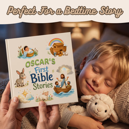 Personalized First Bible Stories Book with Name, Christian Baby Book