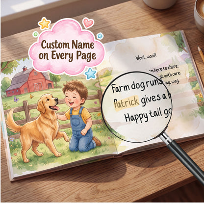 Personalized Farm Adventure Book, Child is the Hero, Farm Animal Birthday Gift