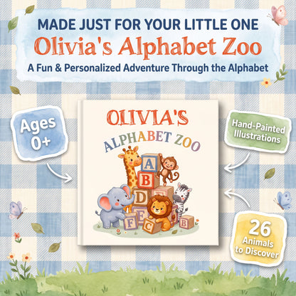 Personalized Animal Alphabet Book, Custom Name ABC Story for Kids