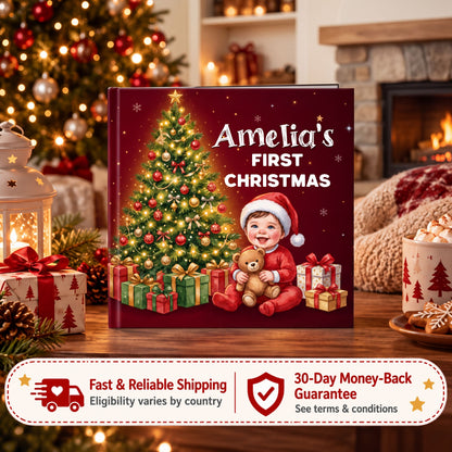 First Christmas Personalized Baby Book, Custom Name Christmas Storybook