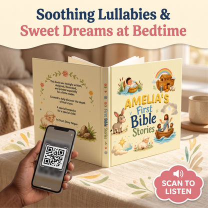 Personalized First Bible Stories Book with Name, Christian Baby Book