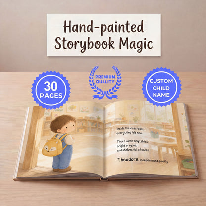 Personalized Back to Kindergarten Book, Custom Name Back to School Story