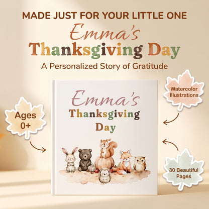 Personalized Fall Storybook for Toddler, Custom Name Thanksgiving Book