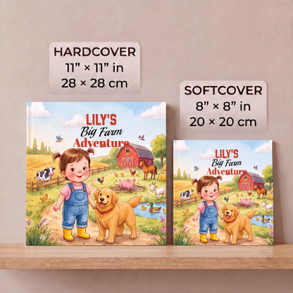 Personalized Farm Adventure Book, Custom Name Story, Toddler Birthday Gift (Hardcover)