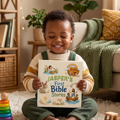 Personalized First Bible Stories Book with Name, Christian Baby Book