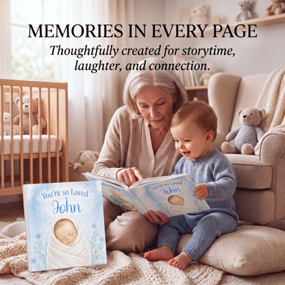 You’re So Loved Custom Name Book, Newborn Book, First Year Keepsake Gift