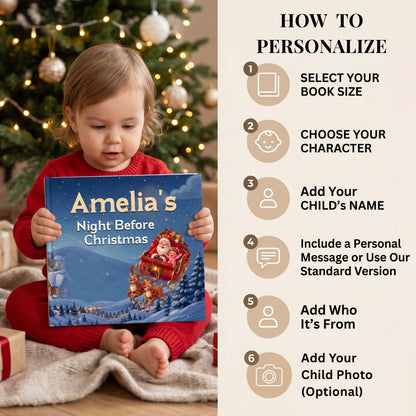 Personalized Christmas Eve Book for Kids, Custom Storybook with Name