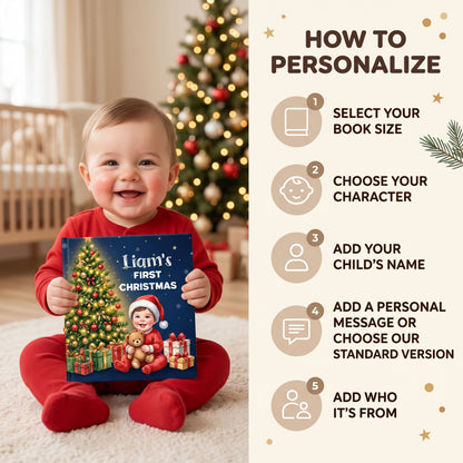 First Christmas Personalized Baby Book, Custom Name Christmas Storybook