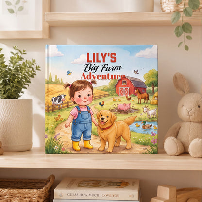 Personalized Farm Adventure Book, Custom Name Story, Toddler Birthday Gift (Hardcover)