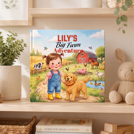 Personalized Farm Adventure Book, Custom Name Story, Toddler Birthday Gift (Hardcover)