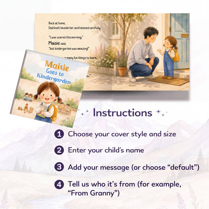 Personalized Back to Kindergarten Book, Custom Name Back to School Story