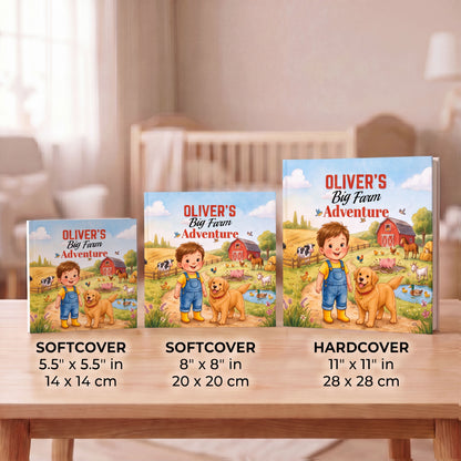 Personalized Farm Adventure Book, Custom Name Story, Toddler Birthday Gift (Hardcover)